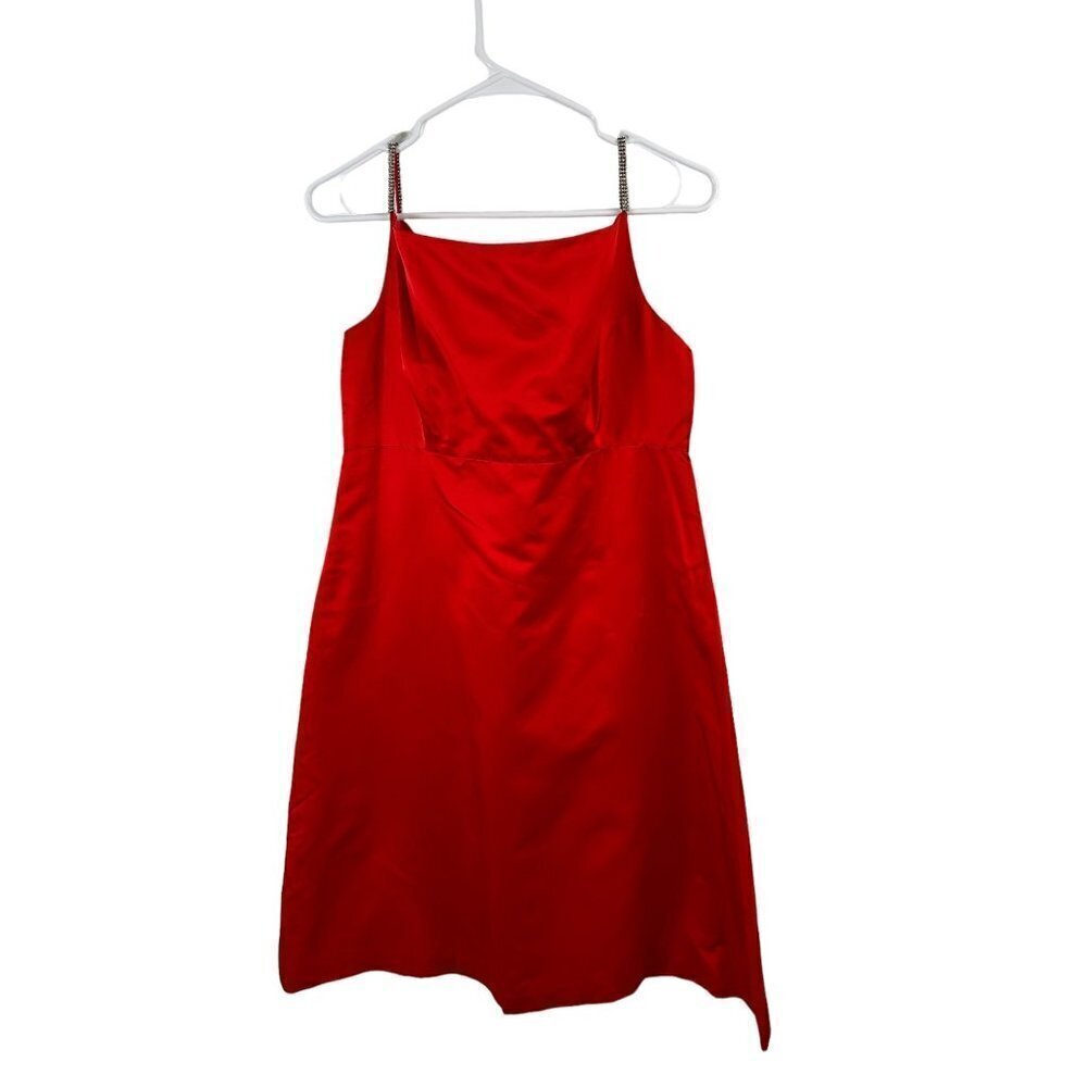 Linda Allard, Ellen Tracy satin mini dress with rhinestone straps, size‎ 10
